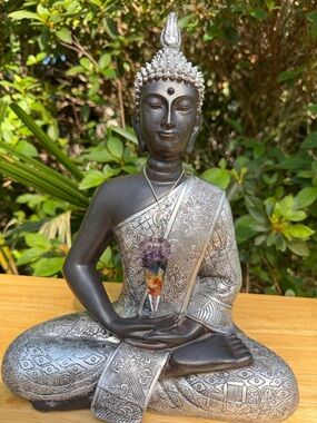 Reiki Infused 7 Chakra Orgonite Dowsing/Divination Pendulum with Chart & Guide